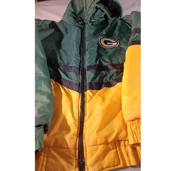 Vintage Jerzees Green Bay Packers NFL Hooded Windbreaker Jacket Large 90s - Picture 2 of 12